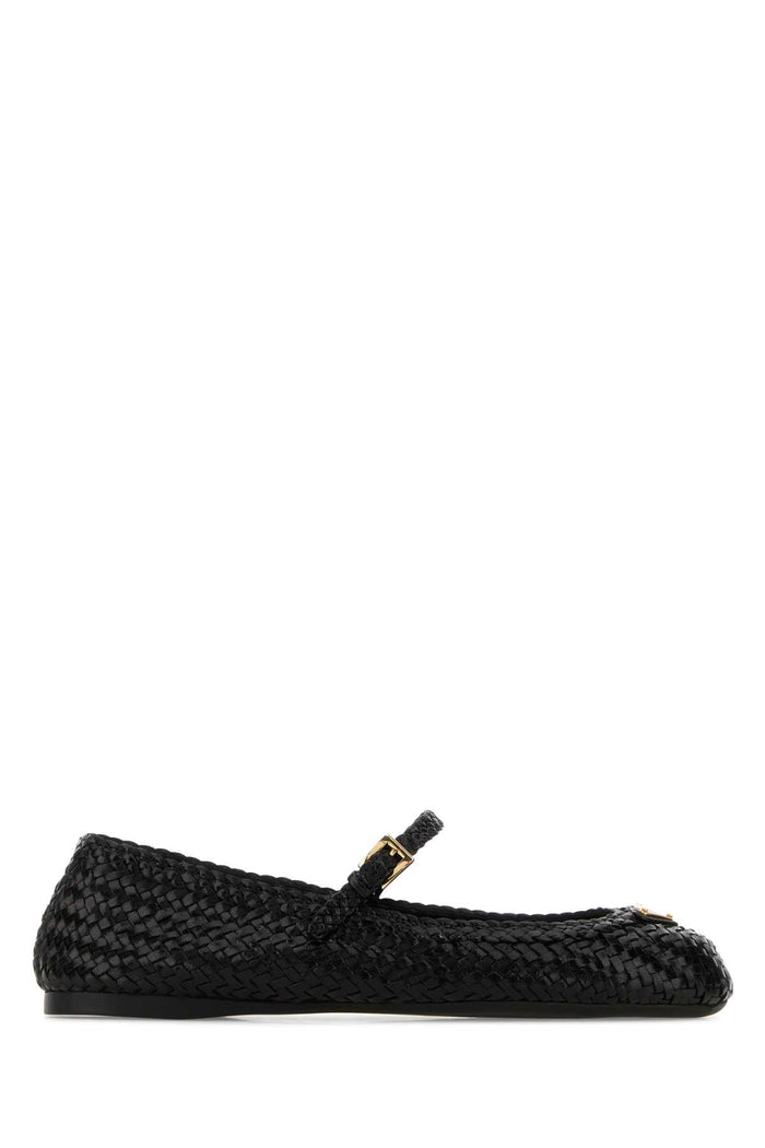 Prada Black Leather Ballerinas