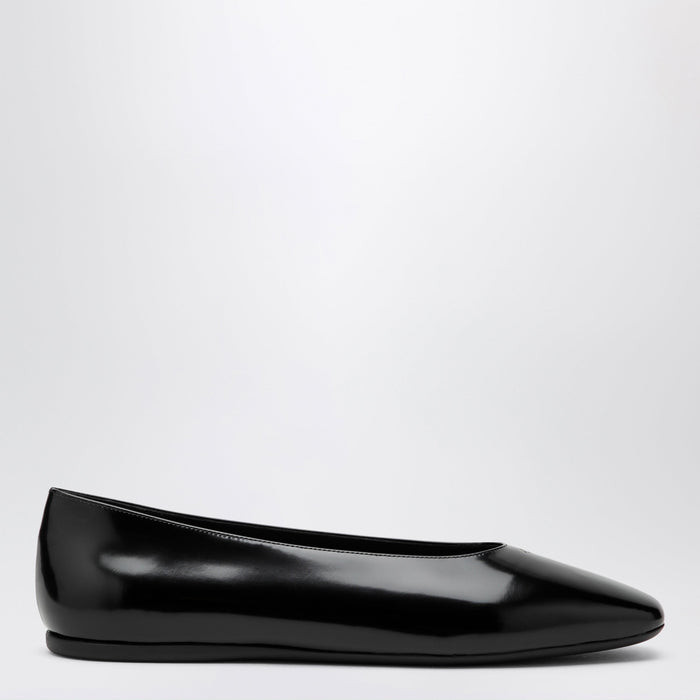 Prada Black Brushed Leather Ballet Flats