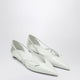 Prada  Cut Out White Brushed Leather Ballerina