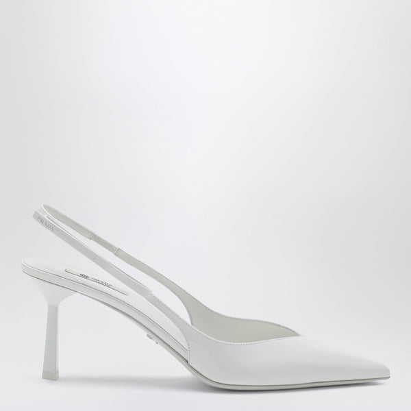 Prada White Leather Slingback Pumps