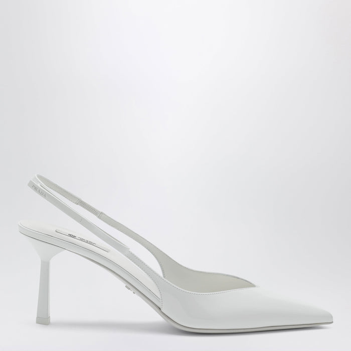 Prada White Leather Slingback Pumps