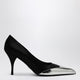 Prada Black Décolleté In Satin And Metallic Leather