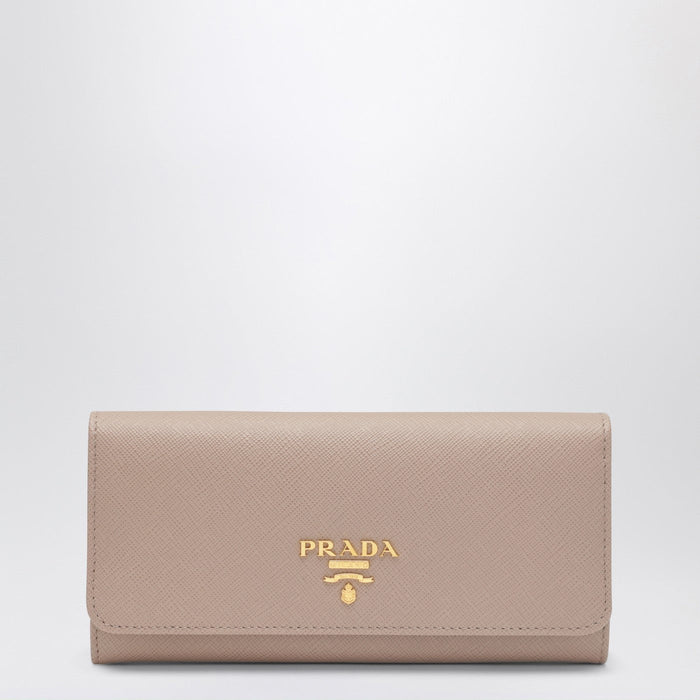 Prada Saffiano Wallet In Powder Pink And Gold