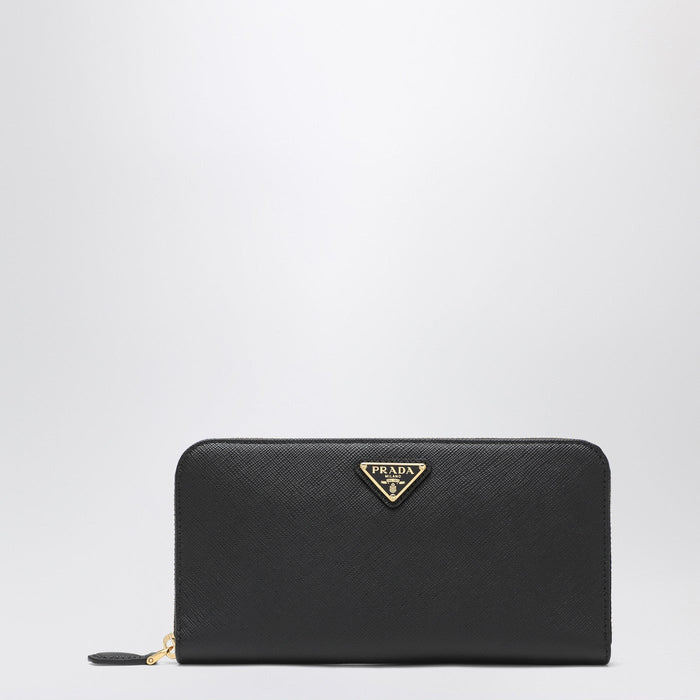 Prada Black Saffiano Zip-Around Wallet