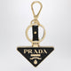 Prada Black Saffiano Leather And Metal Keychain