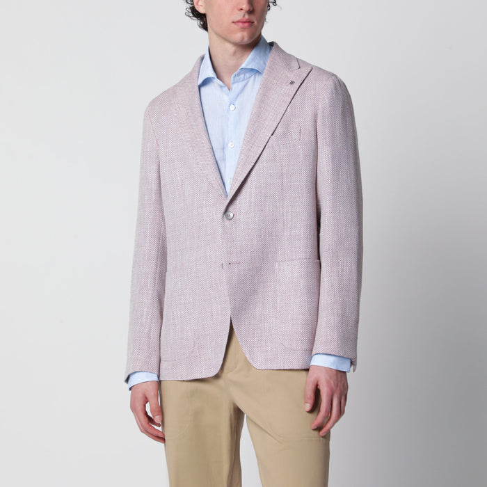 Tagliatore Singlebreasted Herringbone Jacket Lilac