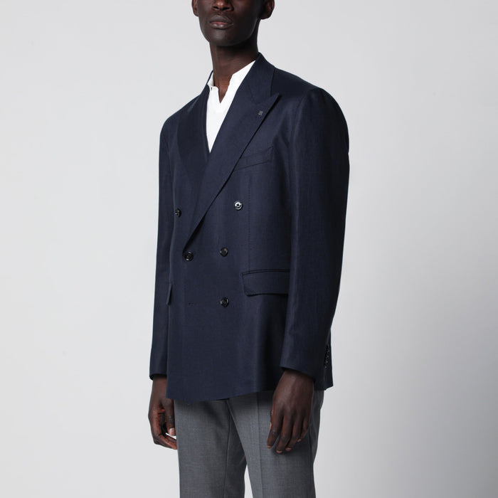 Tagliatore Doublebreasted Blue Linen Jacket