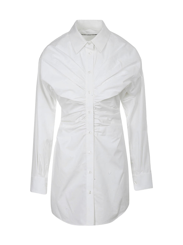 Alexander Wang Pulled Shirt Dress With Back Cummerbund