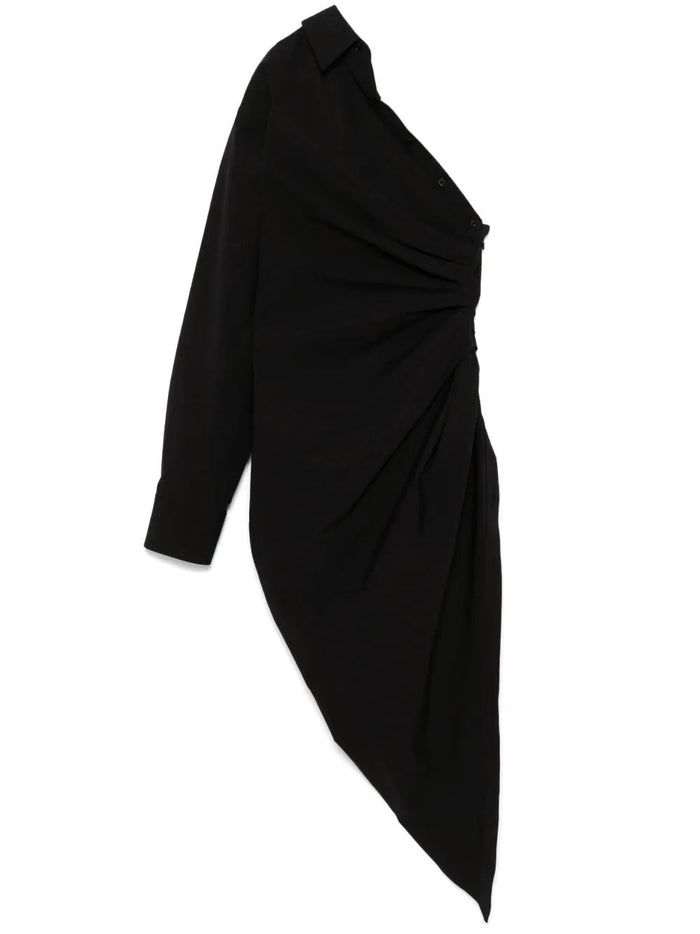 Alexander Wang Asymmetrical Ruched Shirt Dress With Pointed Hem