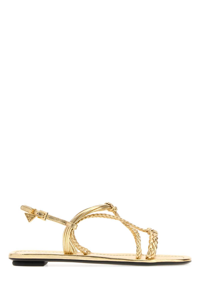 Prada Gold Nappa Leather Sandals