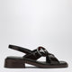 Prada Brushed Leather Sandals With A Burnt Color Buckle