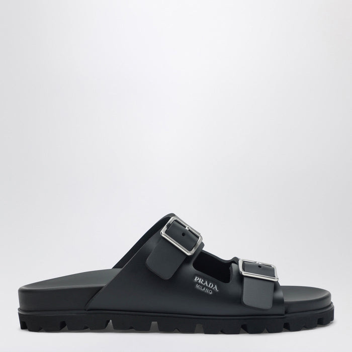 Prada Black Leather Slider Sandals