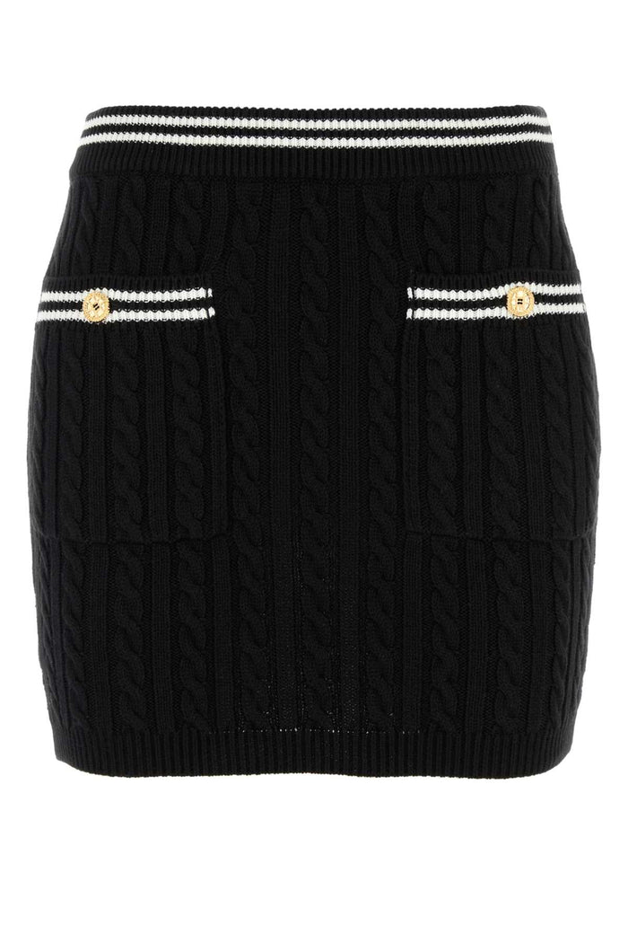 Alessandra Rich Cotton Blend Knitted Mini Skirt