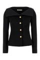 Alessandra Rich Wool Satin Jacket With Mikado Collar
