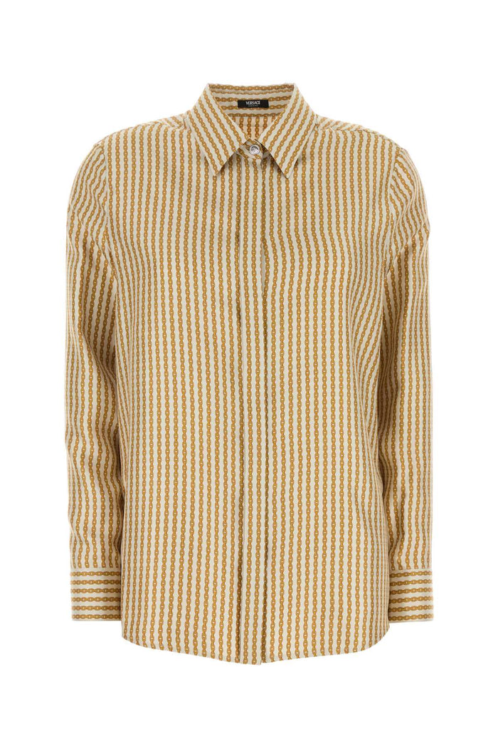 Versace Formal Shirt Pinstripe Chain On Responsible Silk T
