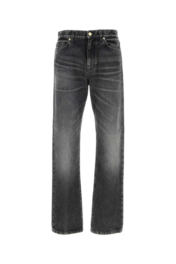 Versace Pant Denim Stone Wash Black Denim Fabric + Embosse