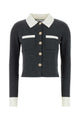 Self Portrait Grey Contrast Collar Cardigan
