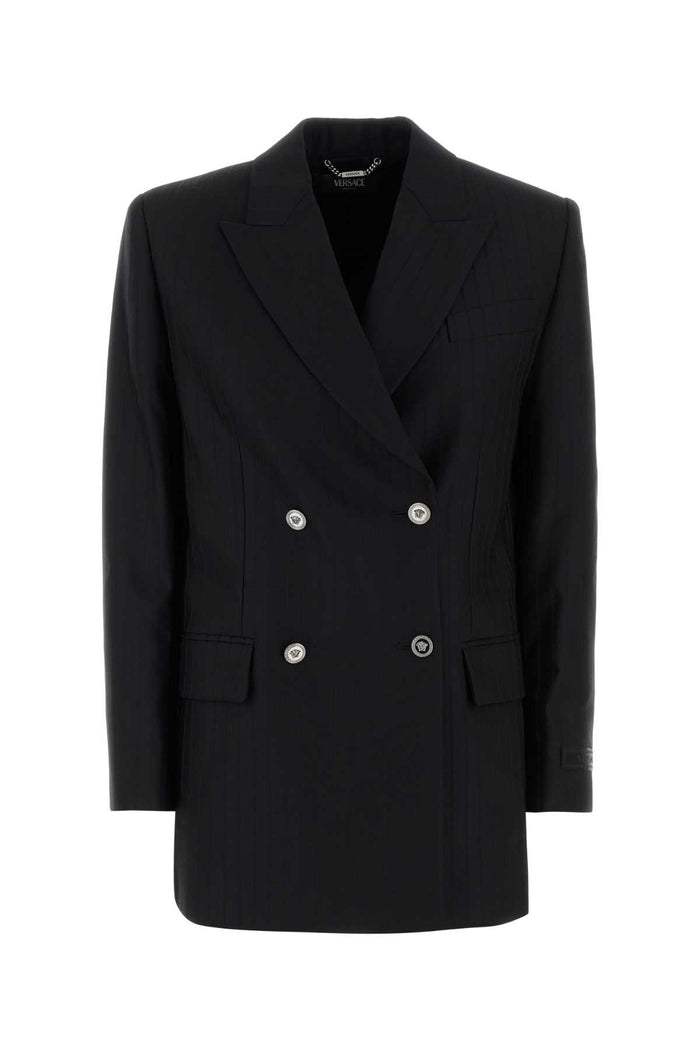 Versace Informal Jacket Responsible Wool Tonal Pinstripes