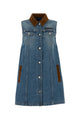 Versace Dress Denim Stone Wash Softened With Leather Inser