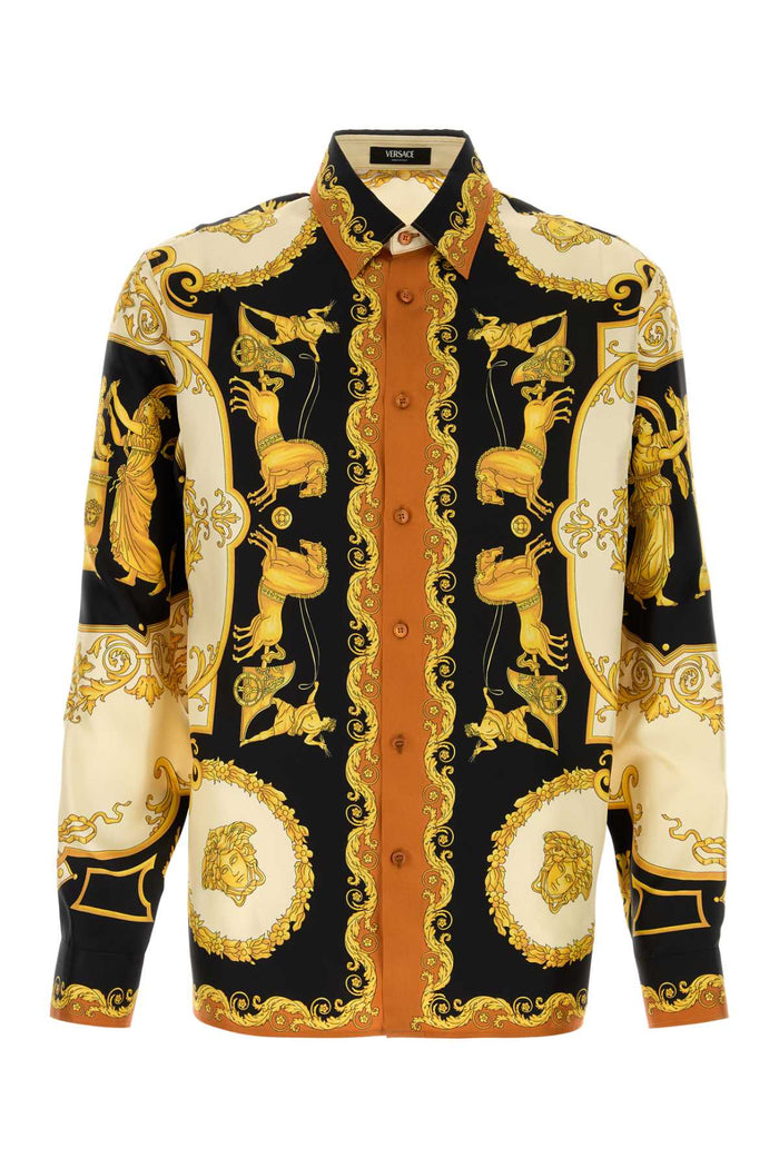 Versace Informal Shirt Mythic Baroque Print Silk Twill