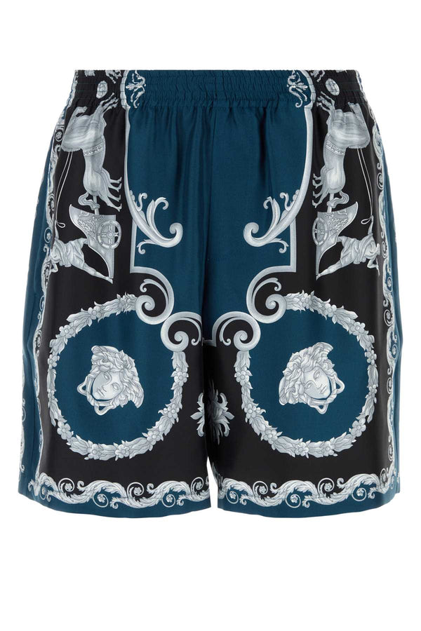 Versace Shorts Mythic Baroque Print Silk Twill