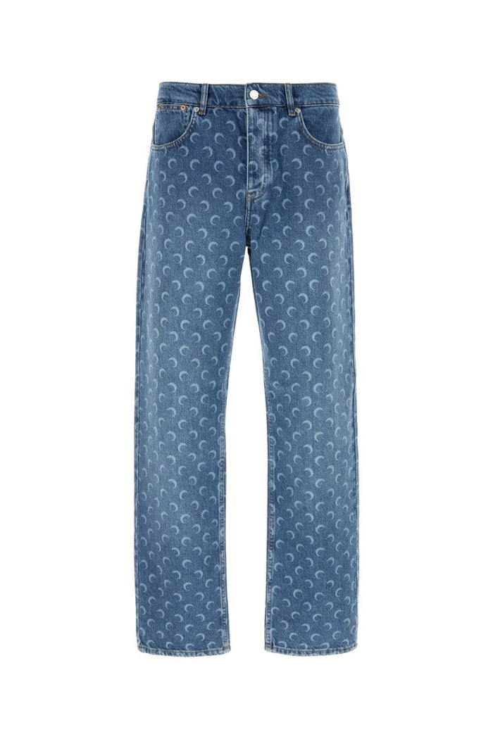 Marine Serre Light Blue Denim Straight Jeans