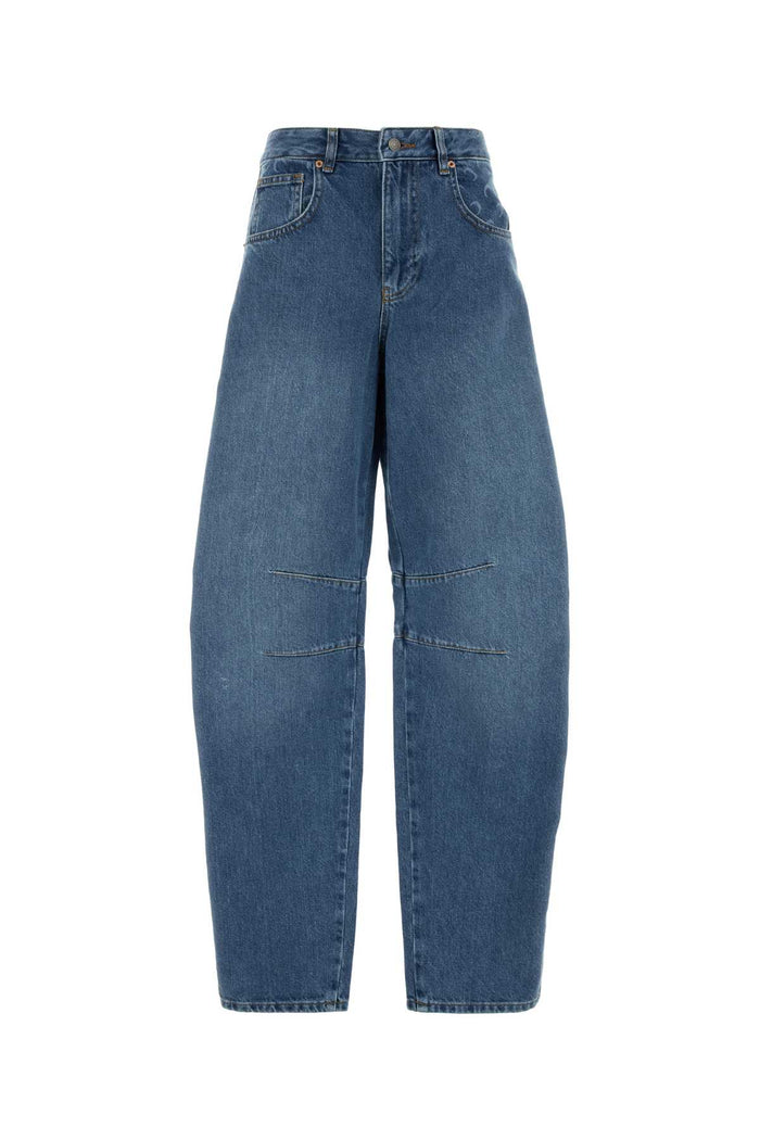 Marine Serre Light Blue Denim Baggy Jeans