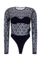 Marine Serre Moonogram Mesh Flock Ls Bodysuit Top