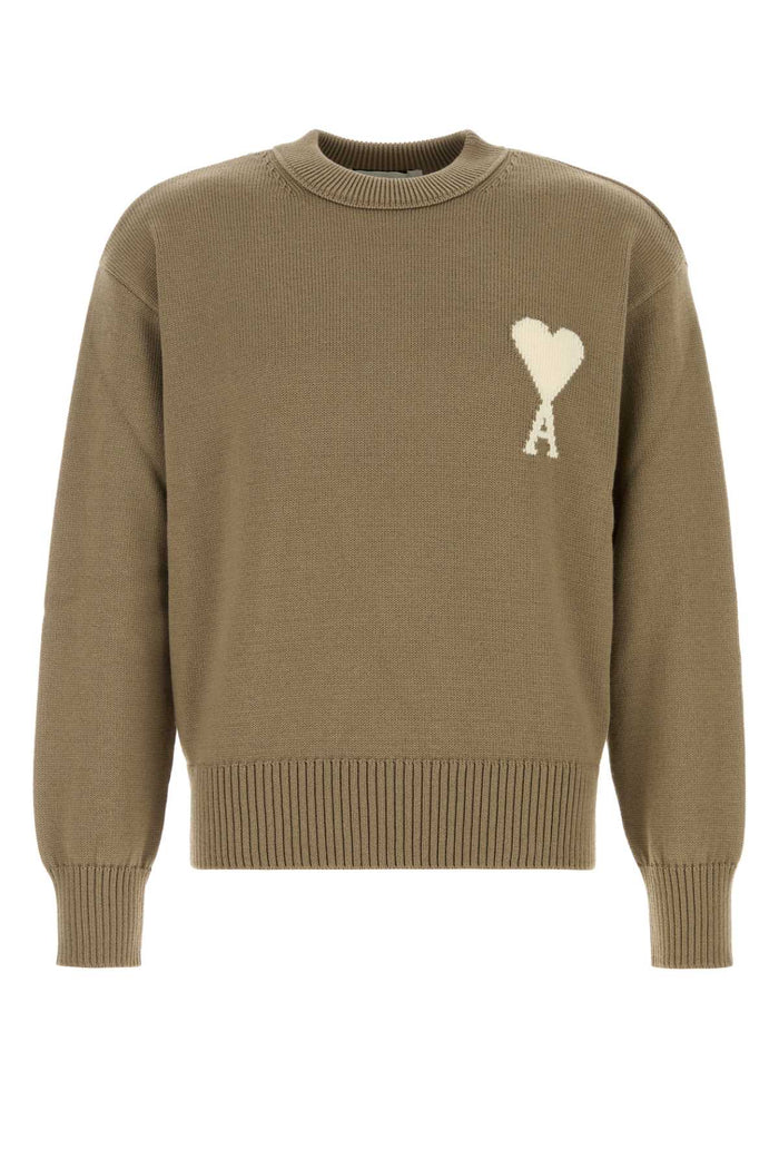 Ami Quota -Crewneck Sweater With Contrasted Ami De Coe