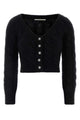 Alessandra Rich Mohair Blend Sequin Cable Knit Off-Shoulder Top
