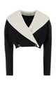 Alessandra Rich Wool Crepe Crop Double Breasted Jacket