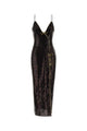 Alessandra Rich Sequin Embroidered Georgette Slip Dress W/ Piping