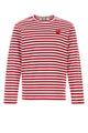 Comme Des Garcons Play T-Shirt Red Emblem Stipes Long Sleeve
