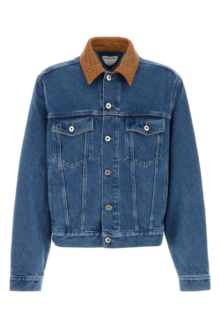 Bottega Veneta Giubbotto Denim Collo Inrtrecciato