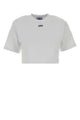 Off White Off Stamp Rib Cropped Tee White Black