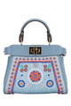 Fendi Nano Peekaboo  Denim Ricamo B