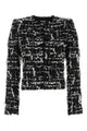 Balmain Buttoned B&W Embellished Tweed Jacket
