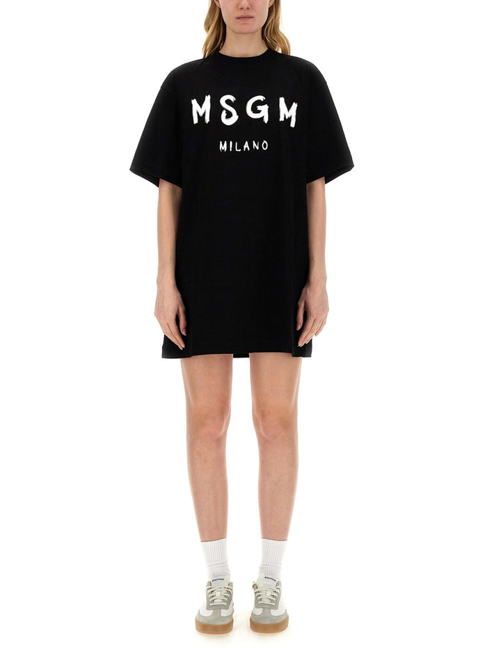 Msgm Abito Con Logo Pennellato