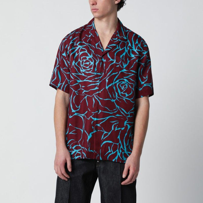 Dries Van Noten Burgundy Shirt With Archive Rose Print