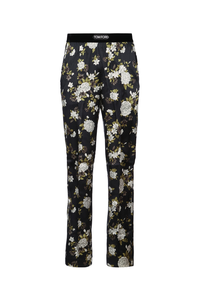 Tom Ford Hendrix Floral On Stretch Silk Satin Pj Pants
