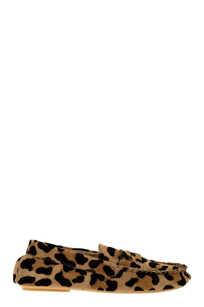 Anniel Suede Loafers With Animal Print