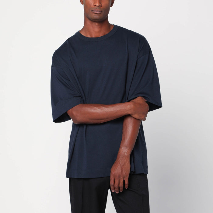 Dries Van Noten Oversized Navy Blue Cotton T-Shirt