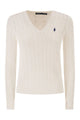 Polo Ralph Lauren Cotton Cable Knit Jumper With V-Neck