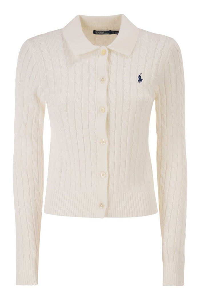 Polo Ralph Lauren Cotton Cable Knit Cardigan With Collar