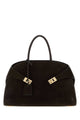 Ferragamo Dark Brown Suede Medium Hug Handbag