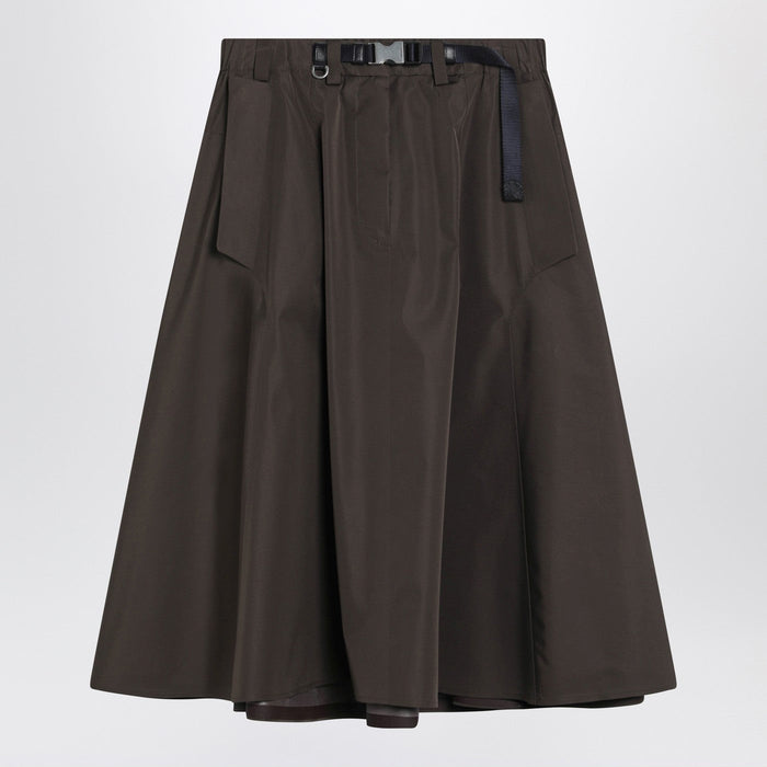Prada Wide Camouflage Green Skirt In Technical Canvas