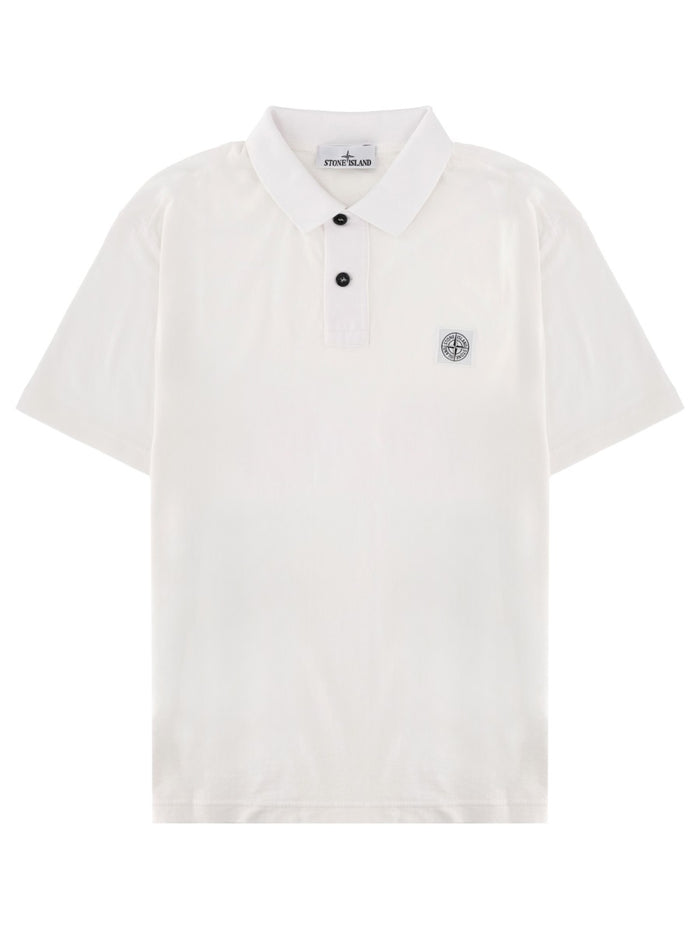 Stone Island White Cotton Polo Shirt