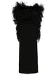 Max Mara Sportmax Black Interlock Twill Weave Ostrich Feather Dress