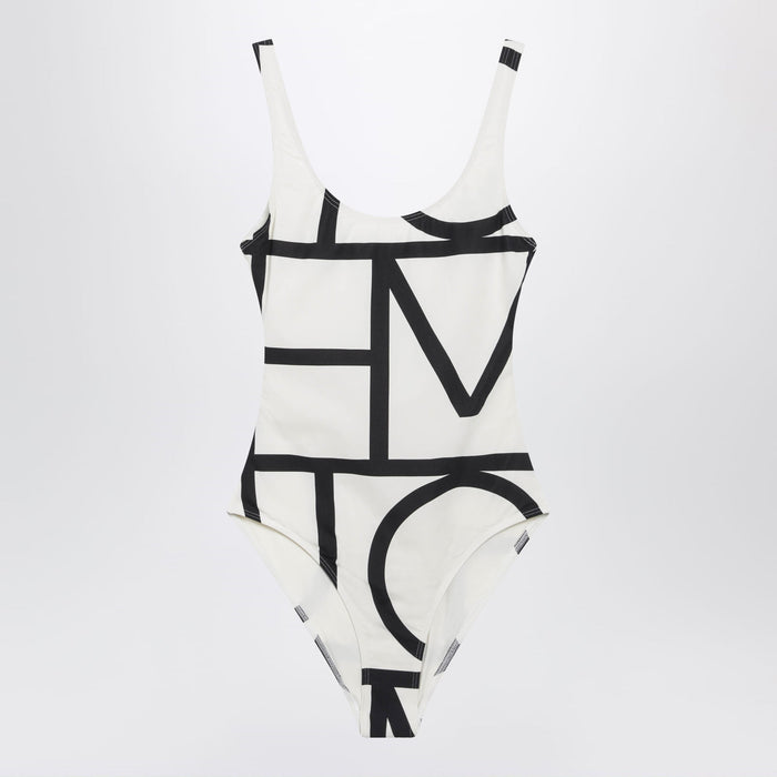 Toteme White/Black Monogram Swimsuit