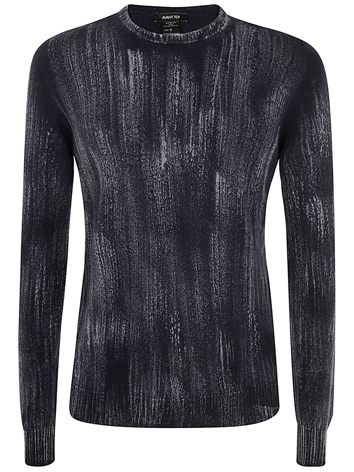 Avant Toi Tonal Effect Round Neck Reversible Pullover